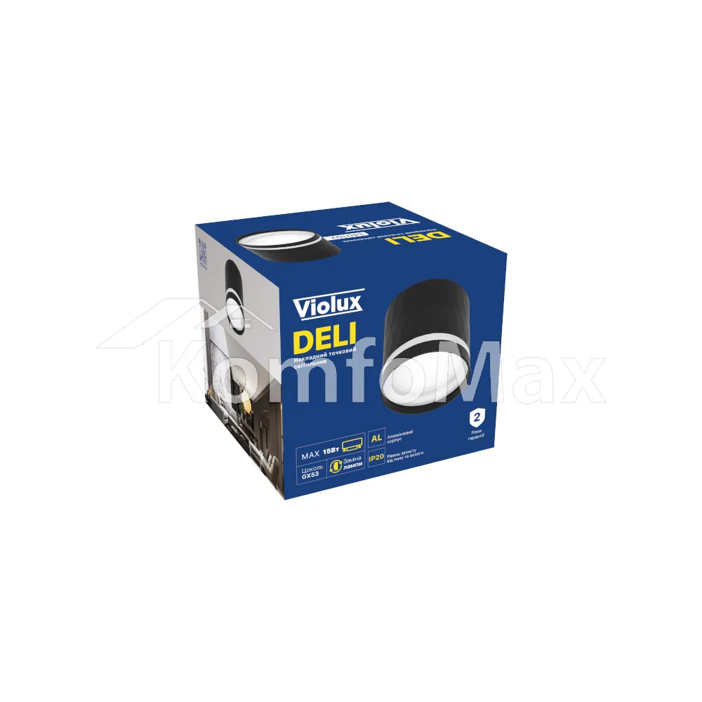 Накладний точковий світильник Violux DELI GX53 340102 чорний  - фото 1