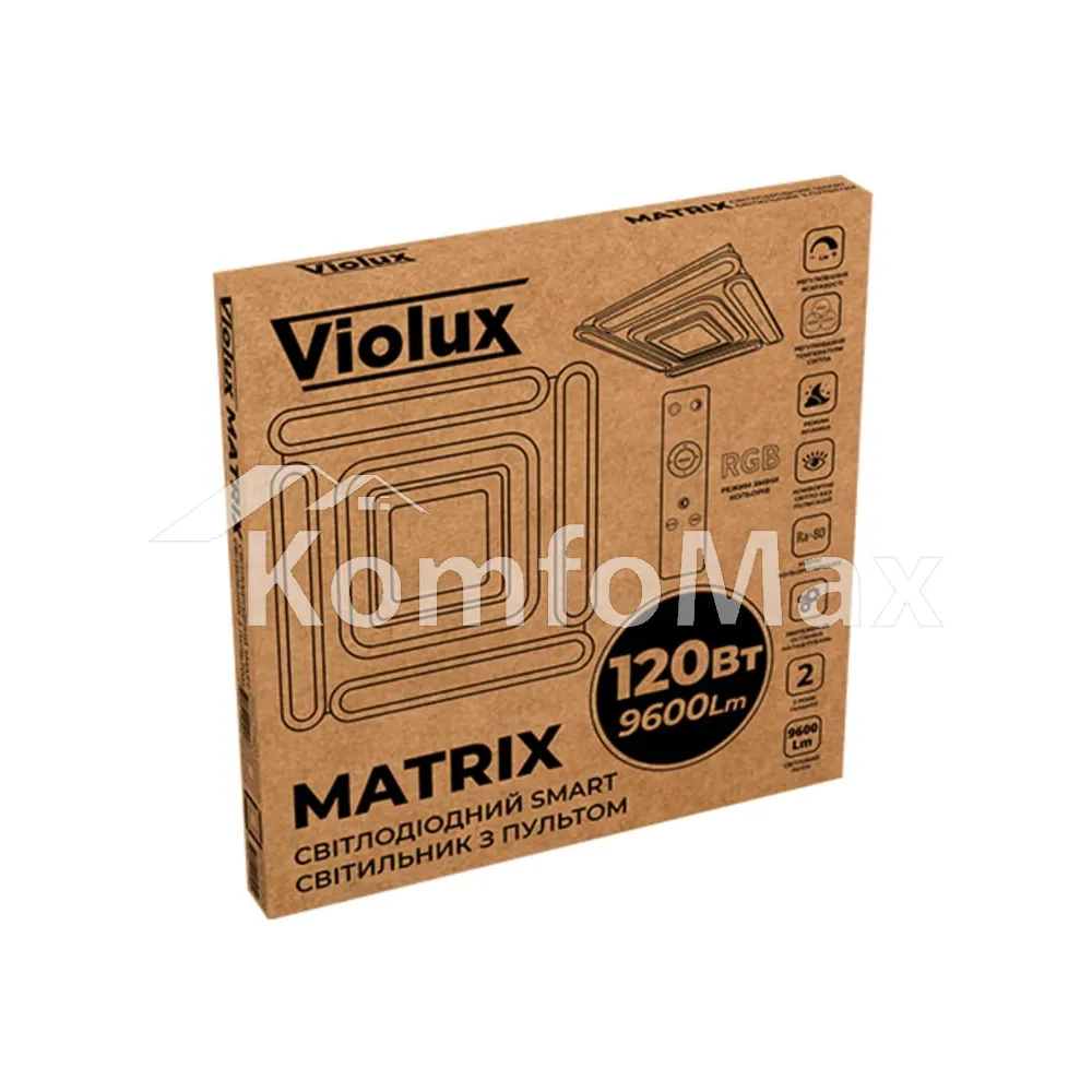 LED світильник VIOLUX smart MATRIX квадрат 120W 3000-5000K IP20 220495 білий  - фото 4