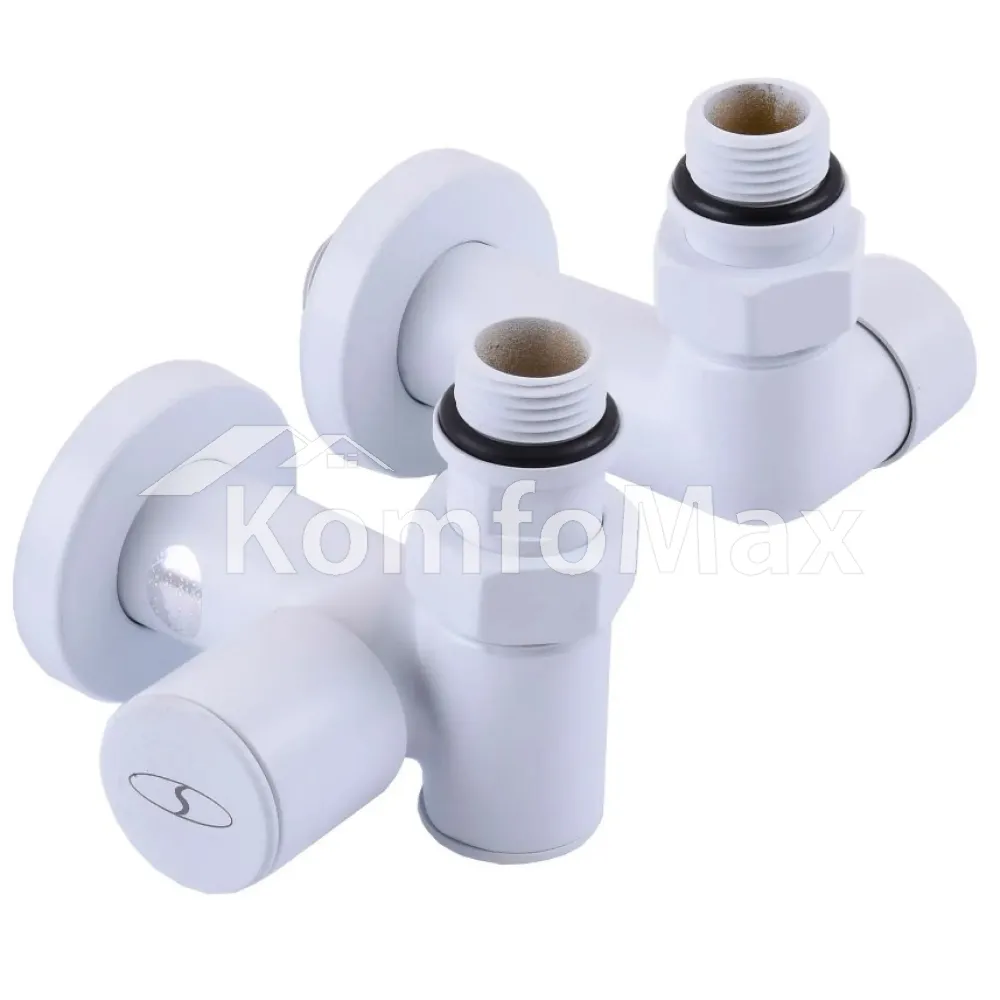 Комплект кранів для рушникосушки SOLOMON LUX 1/2″ WHITE 7777 білий  - фото 2