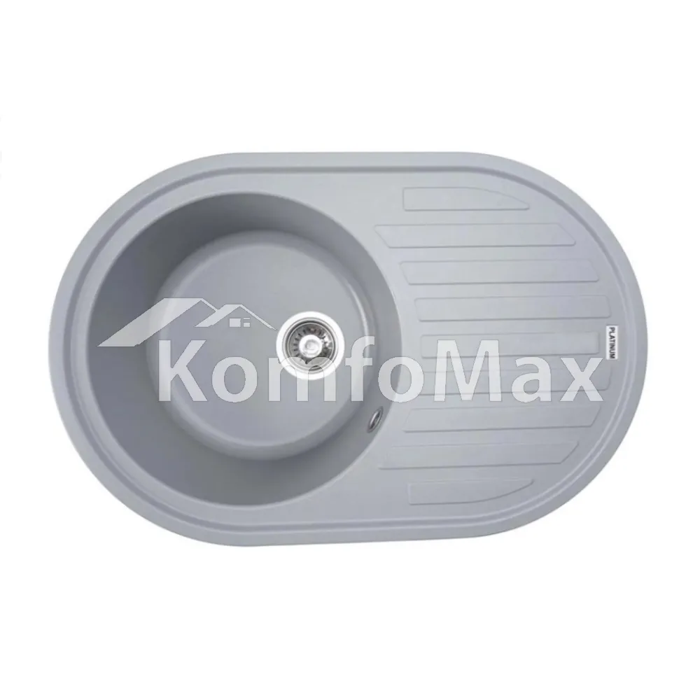 Гранітна мийка для кухні Platinum 7750 LIRA матова Сірий металік 