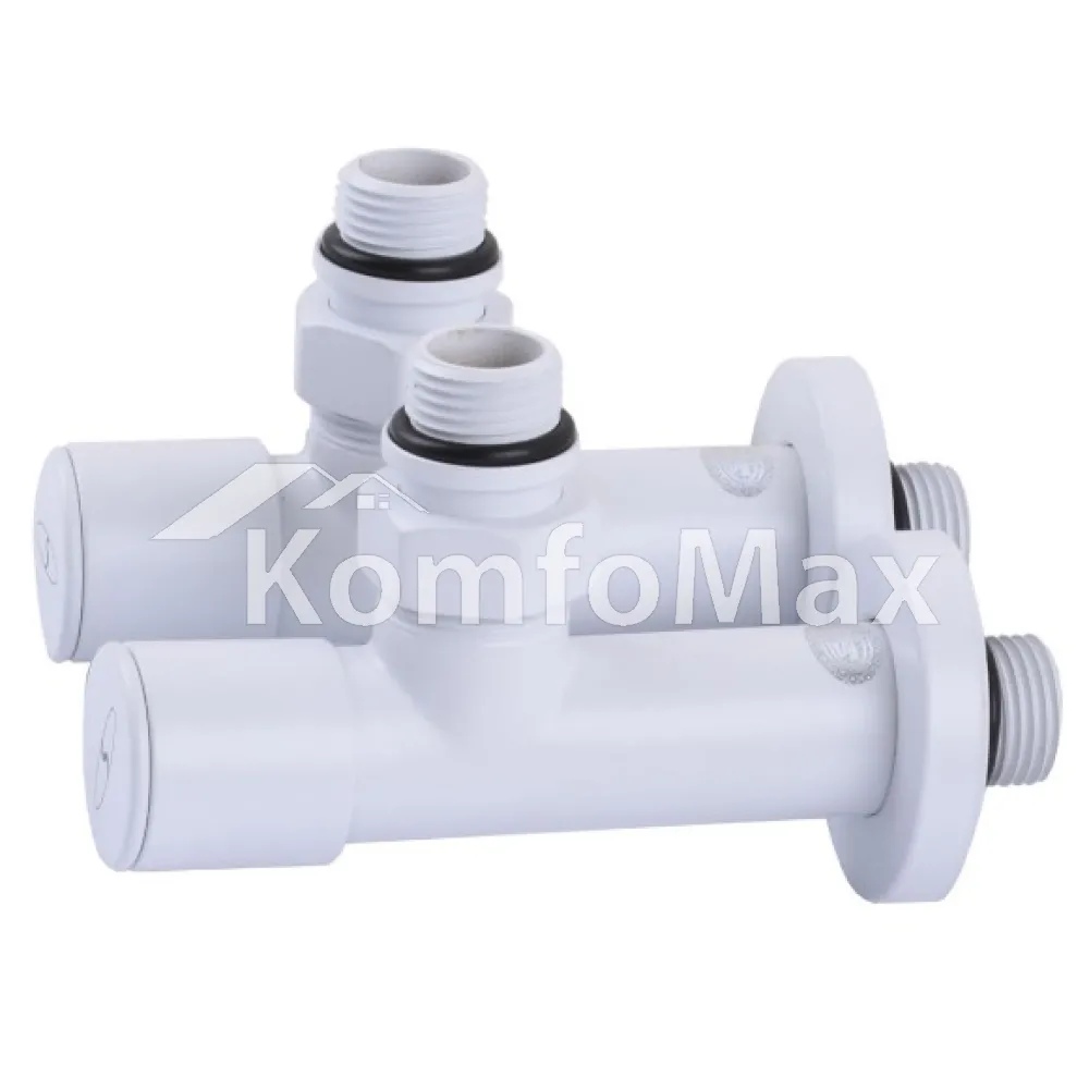 Комплект кранів для рушникосушки SOLOMON LUX 1/2″ 7777 білий  - фото 2