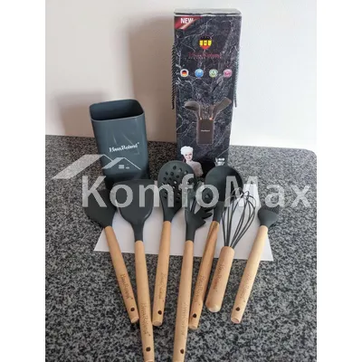 Набір кухонного приладдя Haus Roland HR93-3 силікон 8 предметів, Графіт