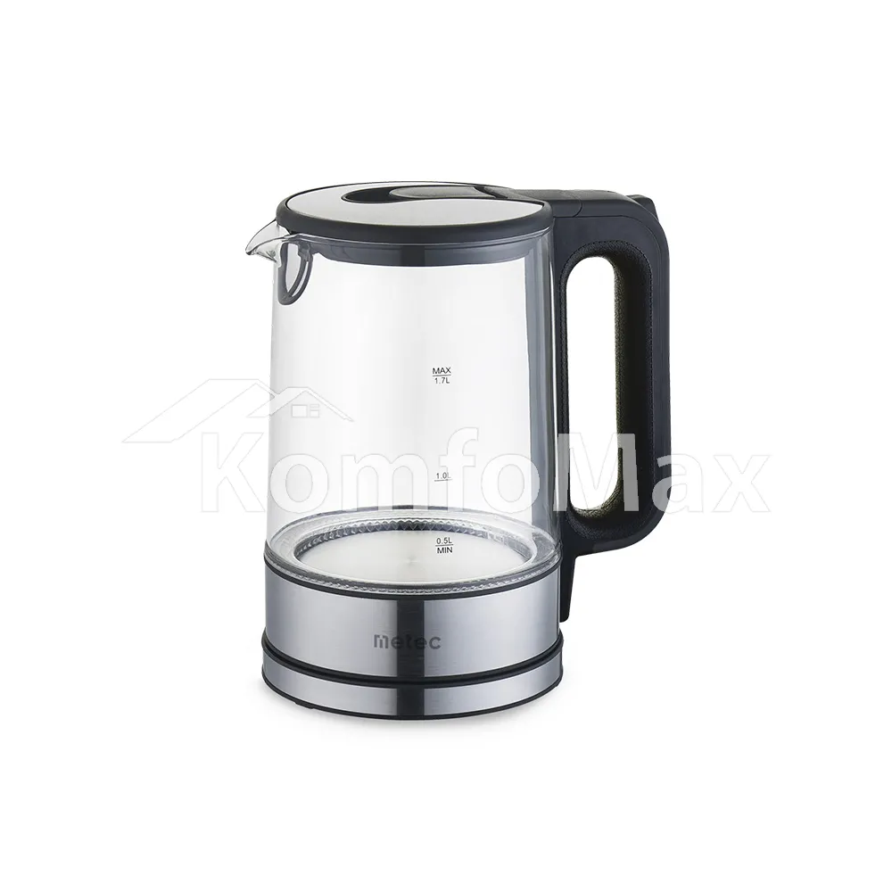 Електрочайник Metec EK-02GB 1.7л, 1850-2200Вт скляний корпус (700012) 