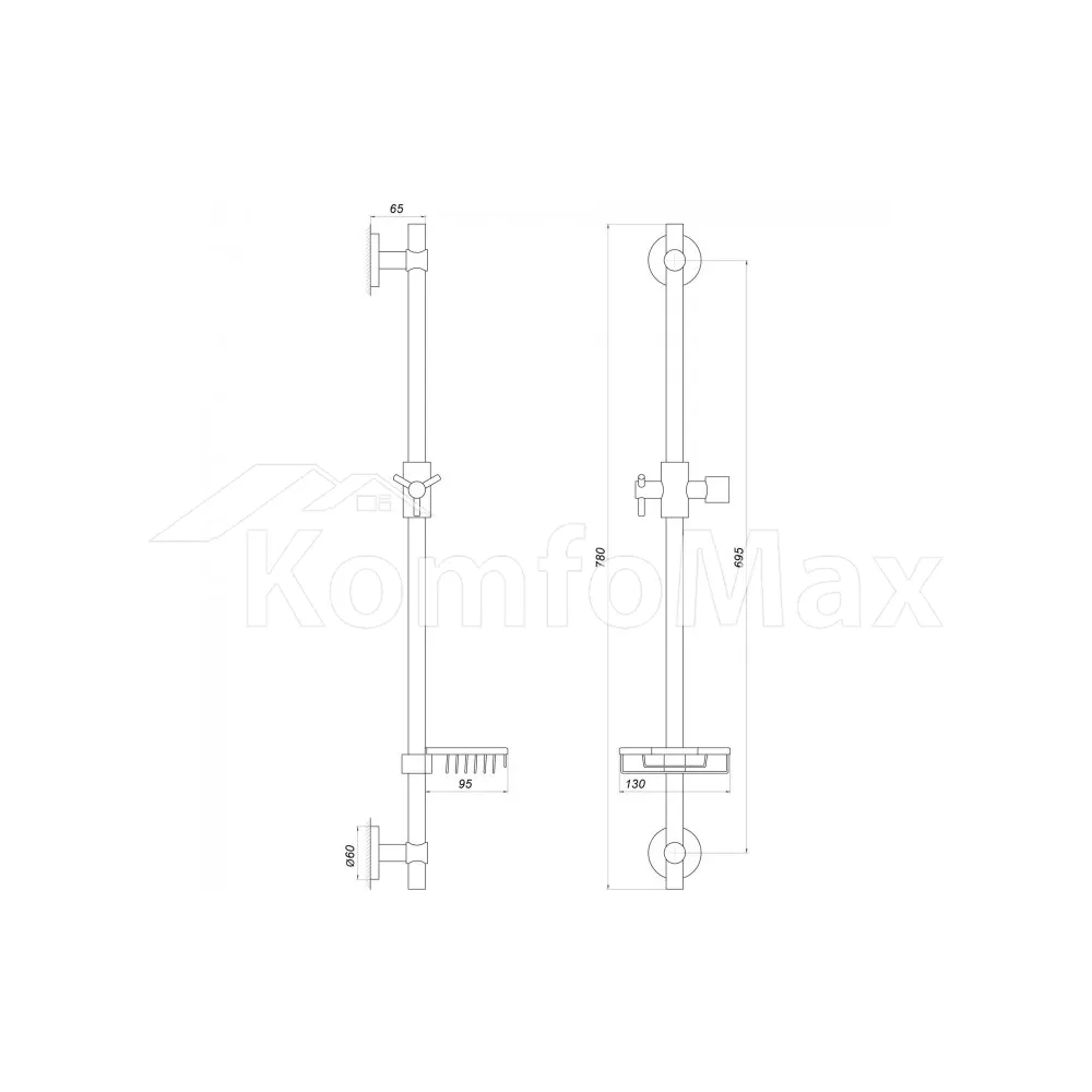 Душова стійка Dishi T1107-1C, латунь хром  - фото 4