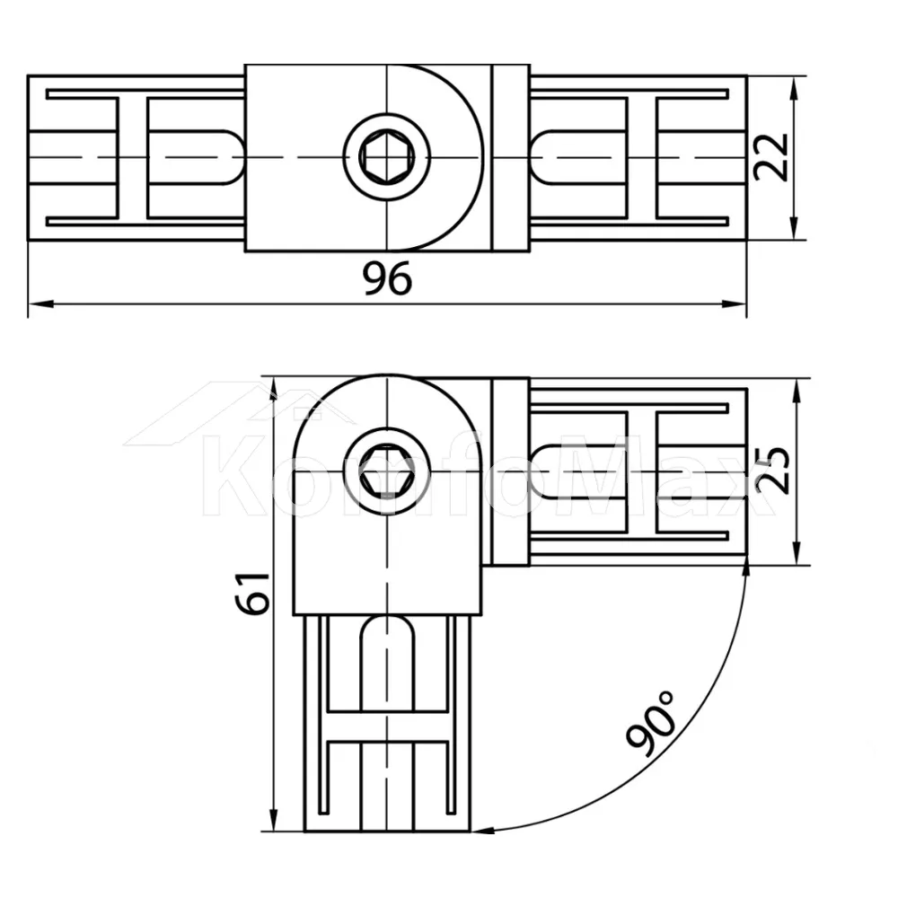 З'єднання кутове завіс для труби ДС d-25мм R-44/25 19574  - фото 1