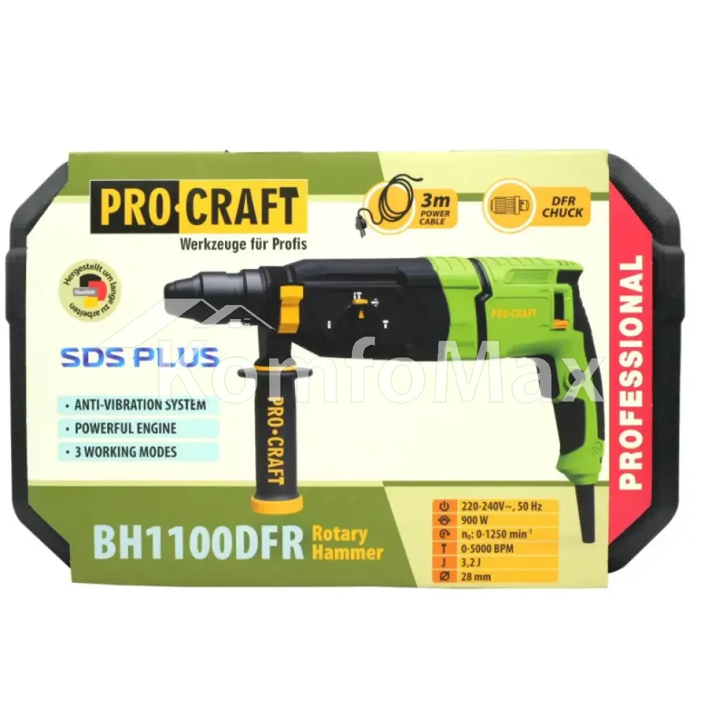 Перфоратор ProCraft BH1100DFR 900Вт 3,2Дж  - фото 2