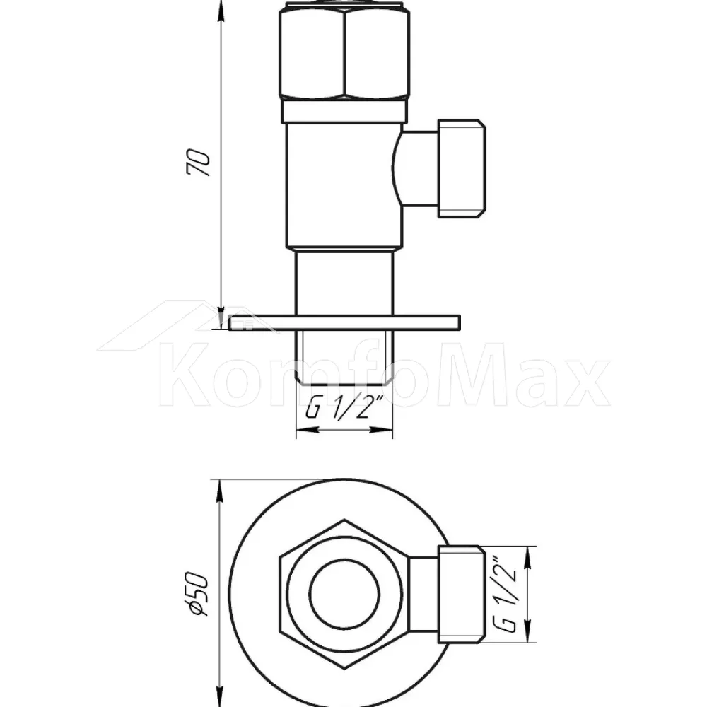 Кран вентильний кутовий Professional 1/2″X1/2″ NV-QP888  - фото 2