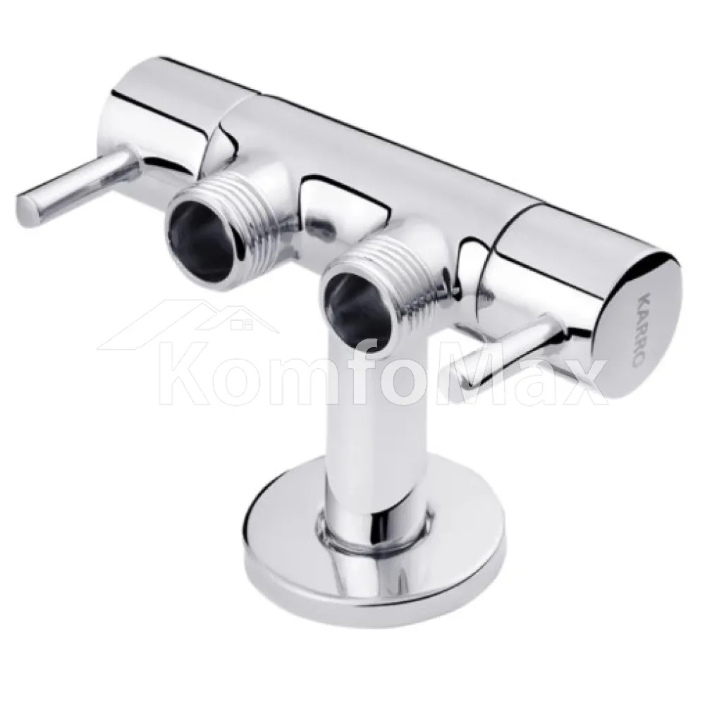 Кран кутовий кульовий KARRO 3155 1/2 х 1/2 на 2 виходи 