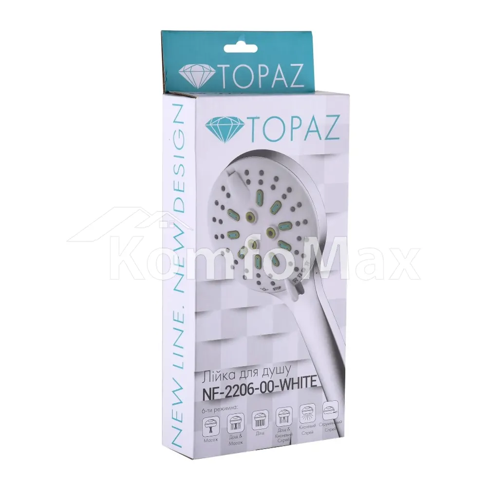 Лійка для душу Topaz NF-2206-00-White, на 6 режимів  - фото 1