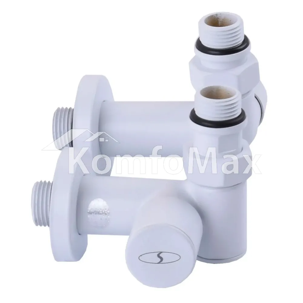 Комплект кранів для рушникосушки SOLOMON LUX 1/2″ WHITE 7777 білий  - фото 1