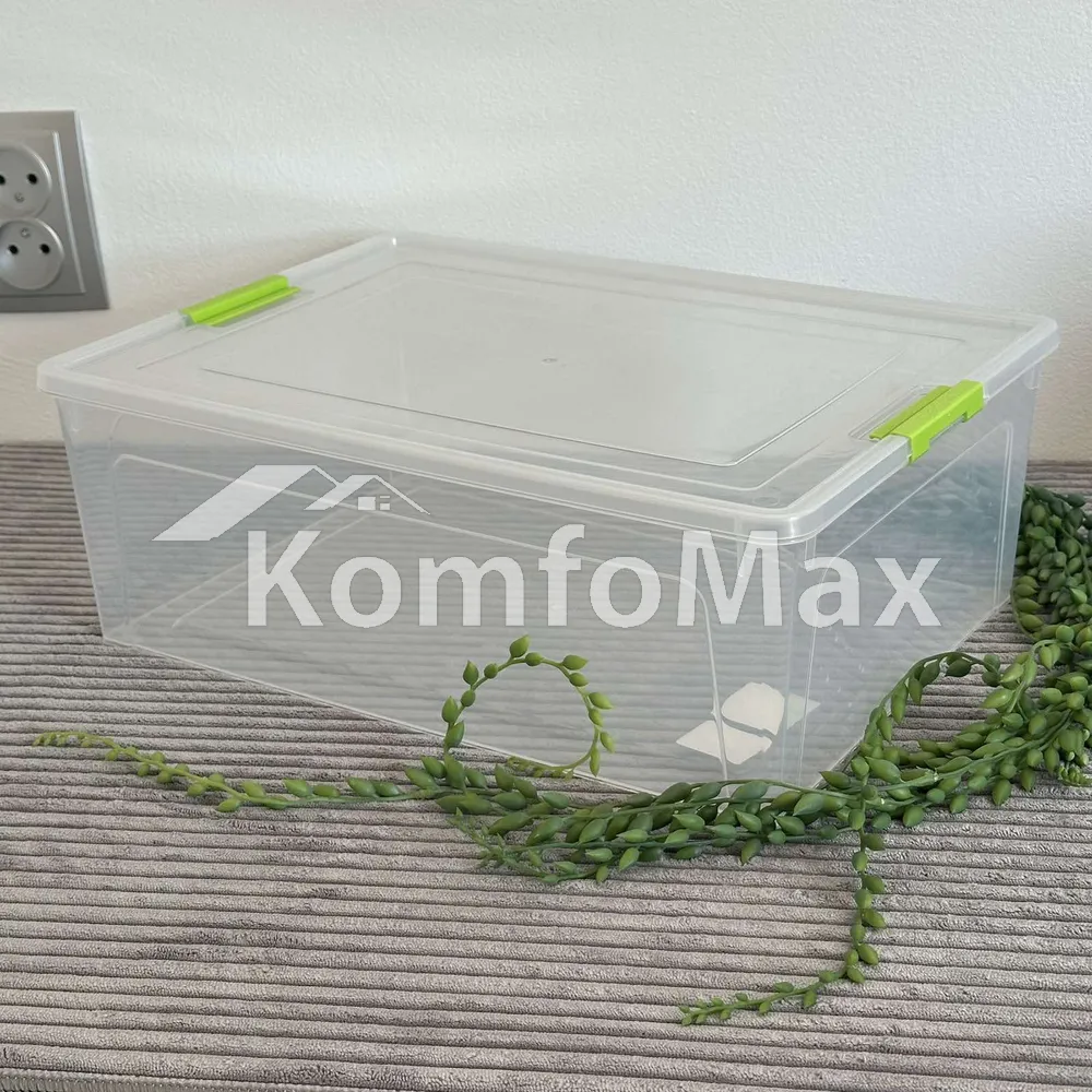 Контейнер Smart Box 11,7л. 39х29х14см. прозорий/оливковий 