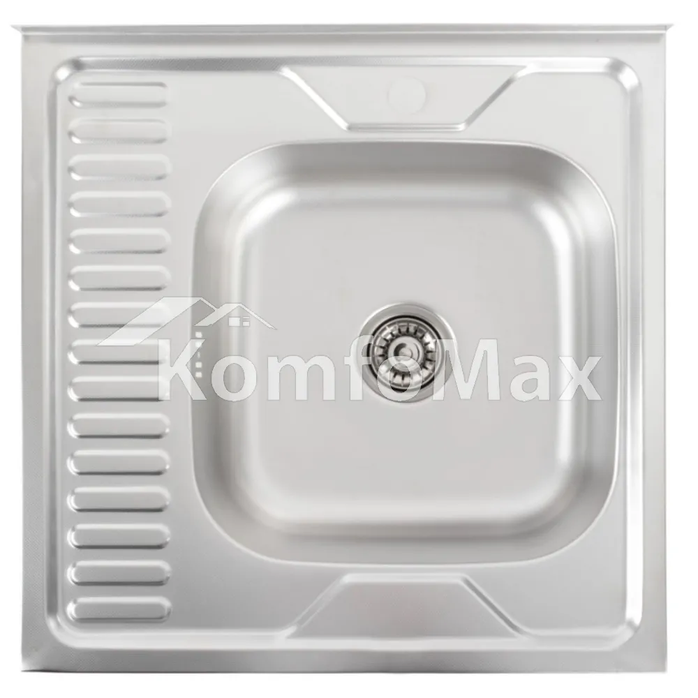 Мийка кухонна накладна Platinum 6060 0,7мм. R 600Х600мм. поліровка 