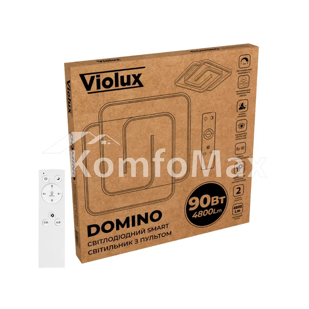 LED світильник VIOLUX smart DOMINO квадрат 90W 3000-4000-5000K IP20 220565 білий  - фото 2