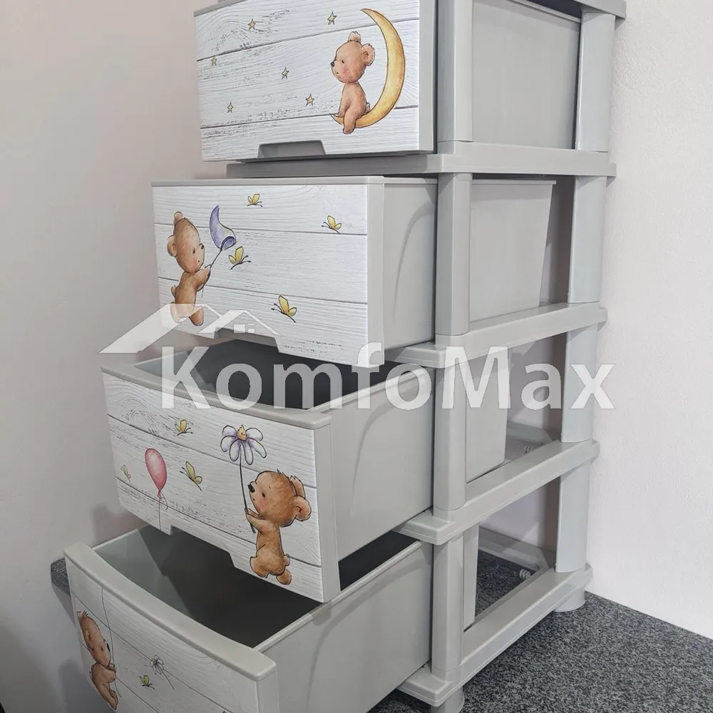 Комод пластиковий Алеана кремовий Ведмеді  - фото 1
