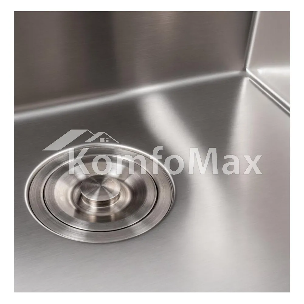 Мийка кухонна нержавійка Platinum Handmade 50х50см. (сифон круглий, 3,0/0,8)  - фото 5