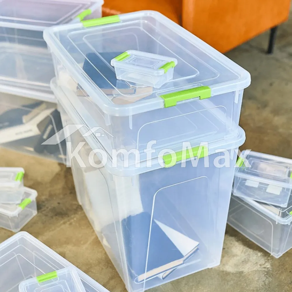 Контейнер Smart Box 40л. 49х32х39см. прозорий/оливковий  - фото 1