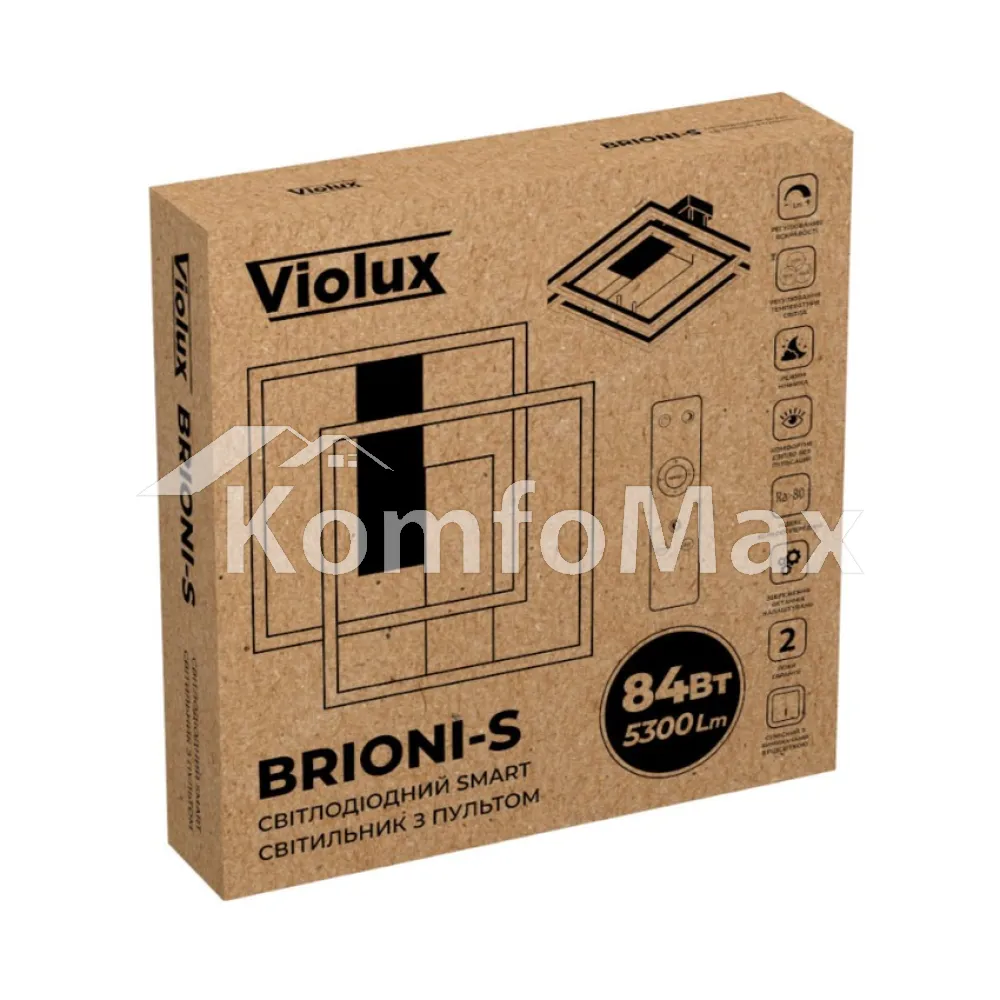 LED світильник VIOLUX smart BRIONI-S квадрат 84W 3000-4000-5000K IP20 220705 біло-чорний  - фото 2