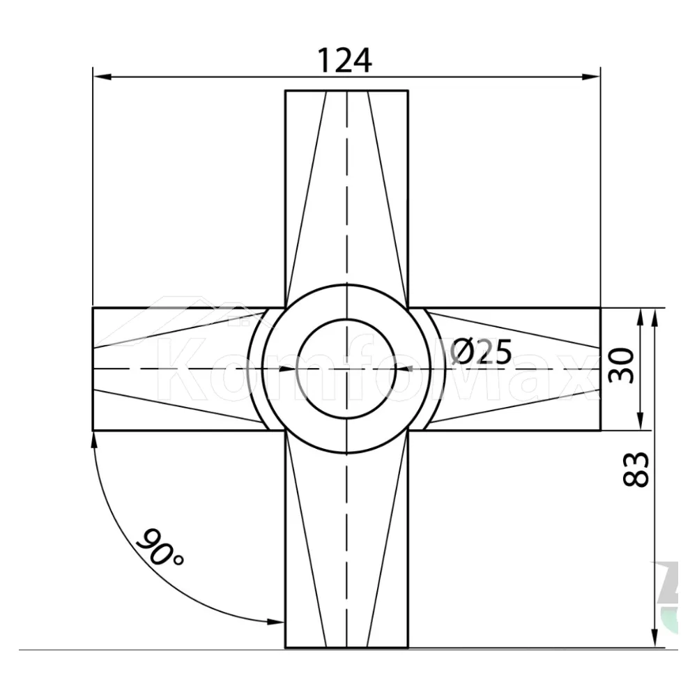З'єднання хрестоподібне для труби ДС d-25мм R-45/25 19584  - фото 1