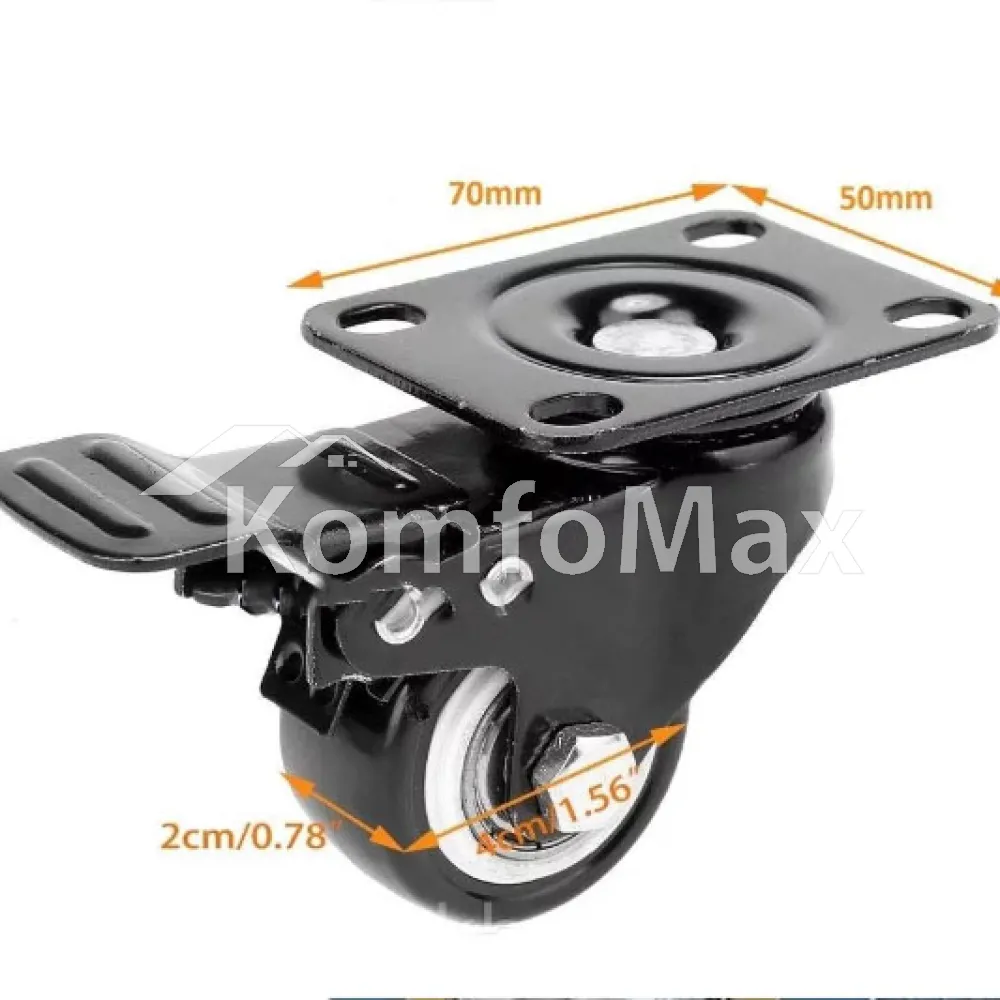 Колесо на платформі поворотне з гальмом d-40мм. (30кг.)  - фото 1
