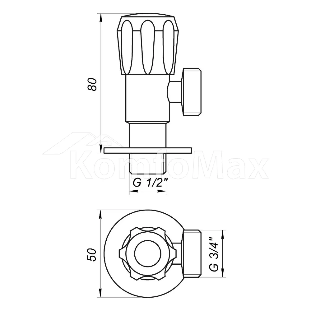 Кран вентильний кутовий Professional 1/2″X3/4″ NV-QP999  - фото 3