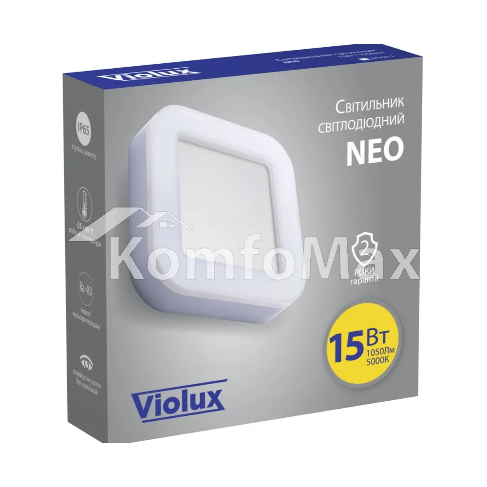 LED світильник Violux ДББ NEO VIOLUX квадрат 15W 4000K IP65 242211 білий  - фото 1