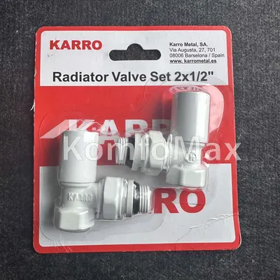 Комплект кранів для рушникосушки Karro 1/2” ВВ KR T 32000 циліндр білий