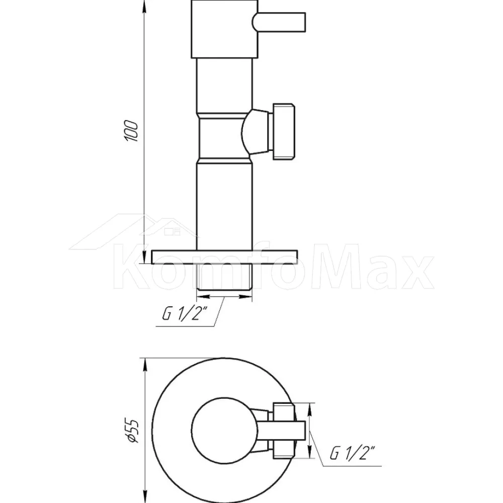 Кран напівобертовий кутовий SOLOMON 1/2″х1/2″ Lazer 7076  - фото 3