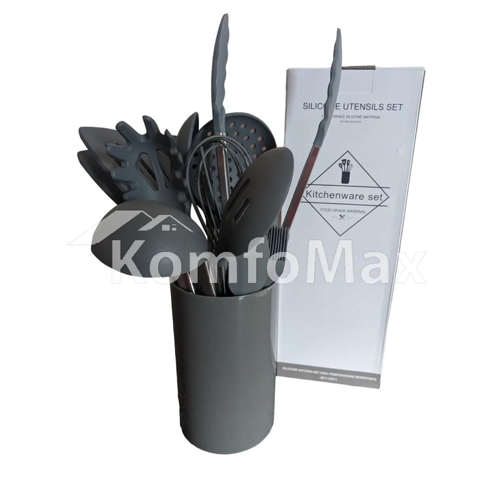 Набір кухонного приладдя Kitchenware set силікон 14 предметів, сірий 