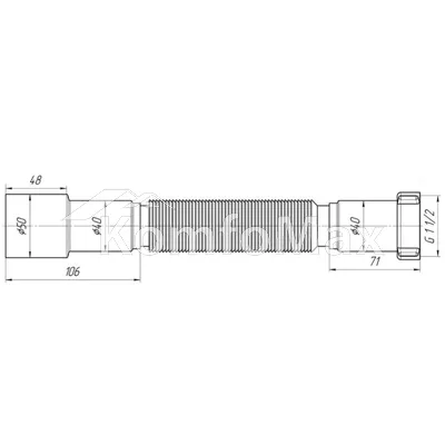 Гофра для сифона Bakimay PL 1305 Ø40х40/50мм. (конус.прокл.)