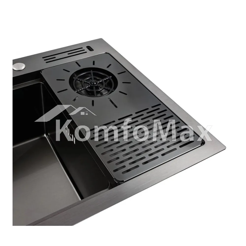 Мийка кухонна нержавійка Platinum Handmade 78х46 L чорна PVD  - фото 2