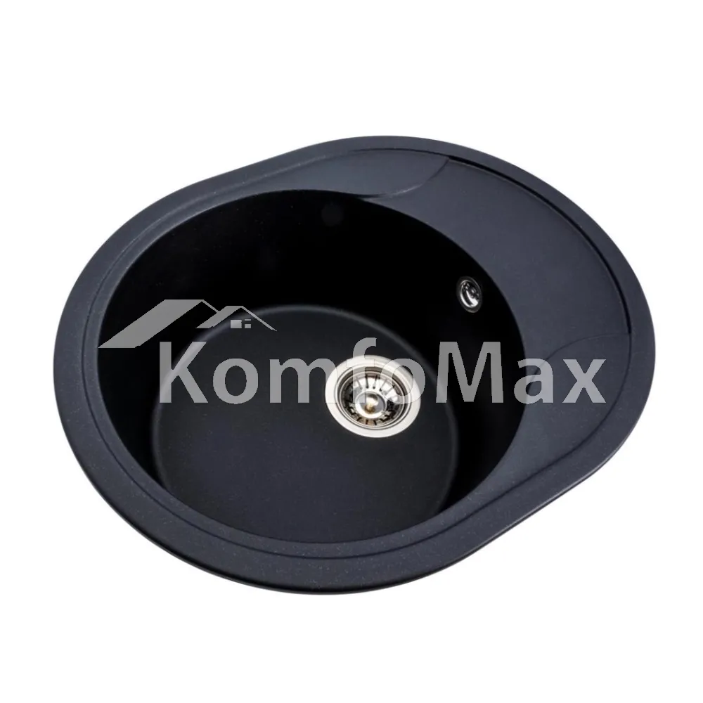 Гранітна мийка для кухні Platinum 5847 ONYX чорний металік  - фото 1