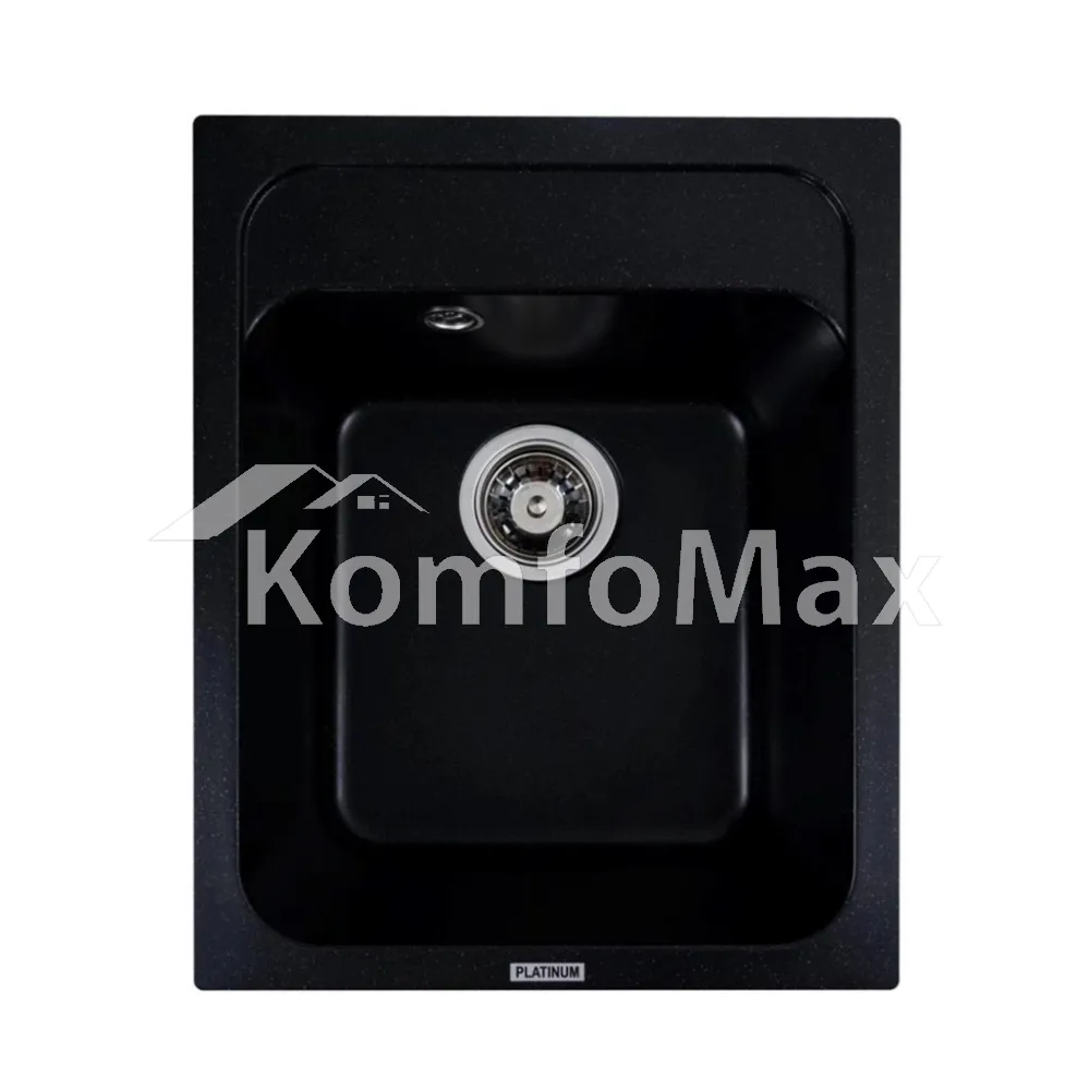 Гранітна мийка для кухні Platinum 4050 KORRADO матова Чорний металік 
