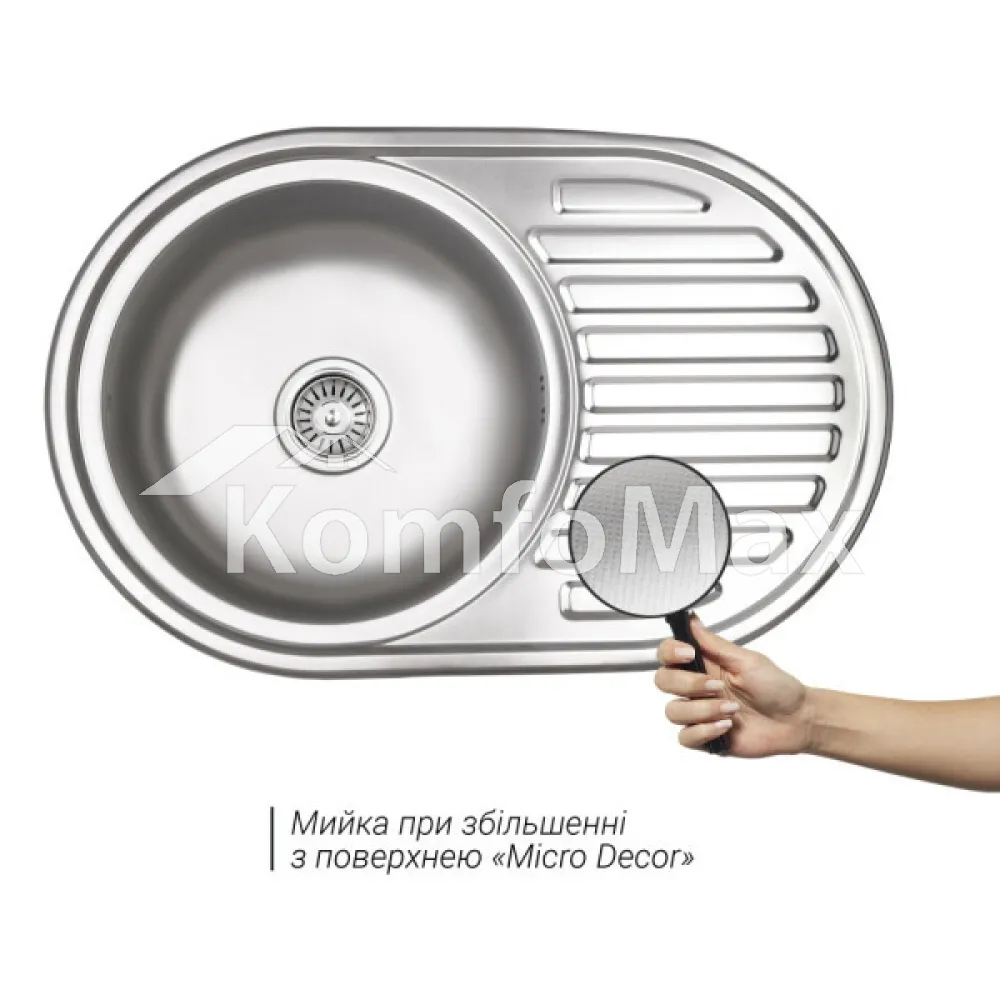Мийка кухонна врізна Wezer 7750 0,6мм. 770х500х180мм. Decor  - фото 2