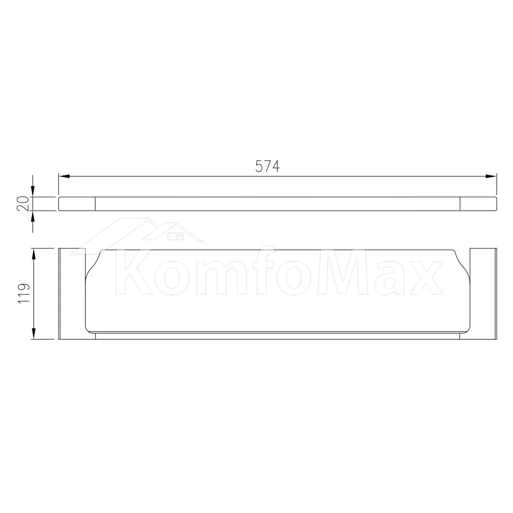 Полиця пляма скляна VENTA V163B 575х120х22мм чорний  - фото 4
