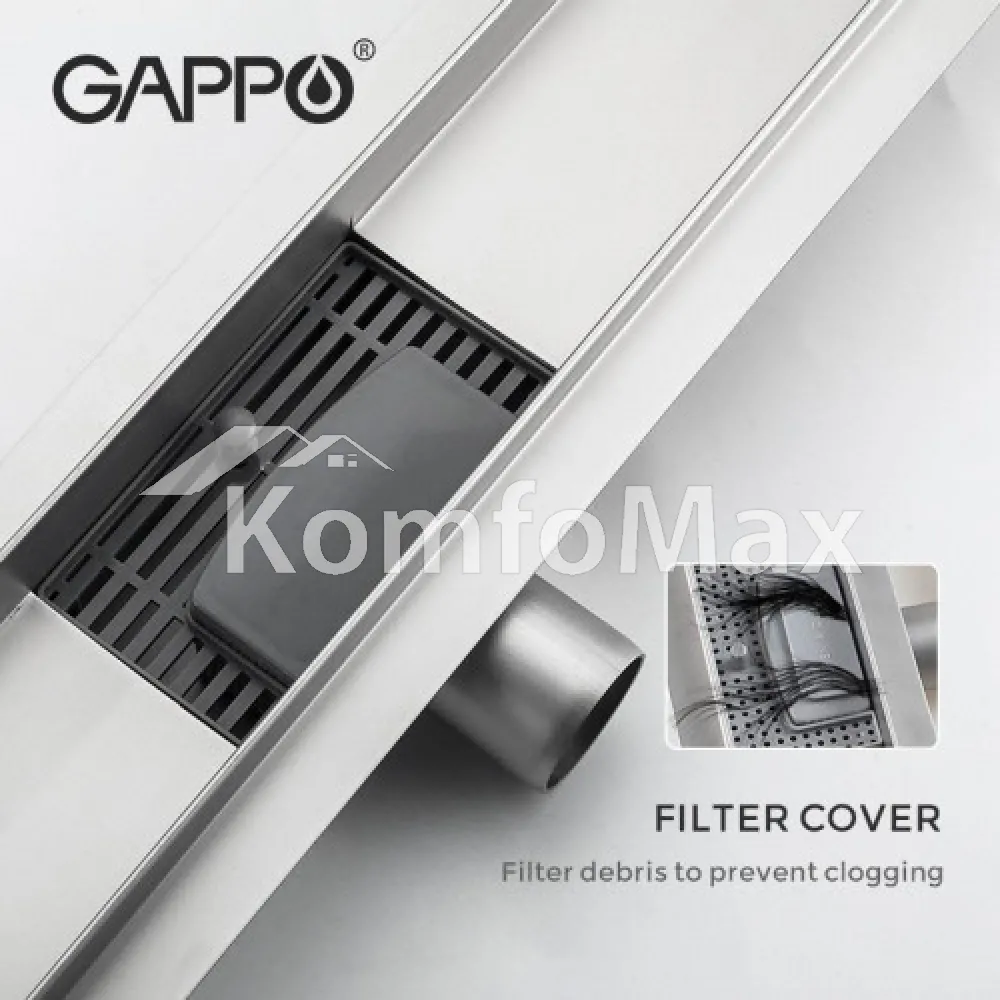 Трап для душу Gappo G83007-3 із нержавіючої сталі 70х300мм Сатин  - фото 3
