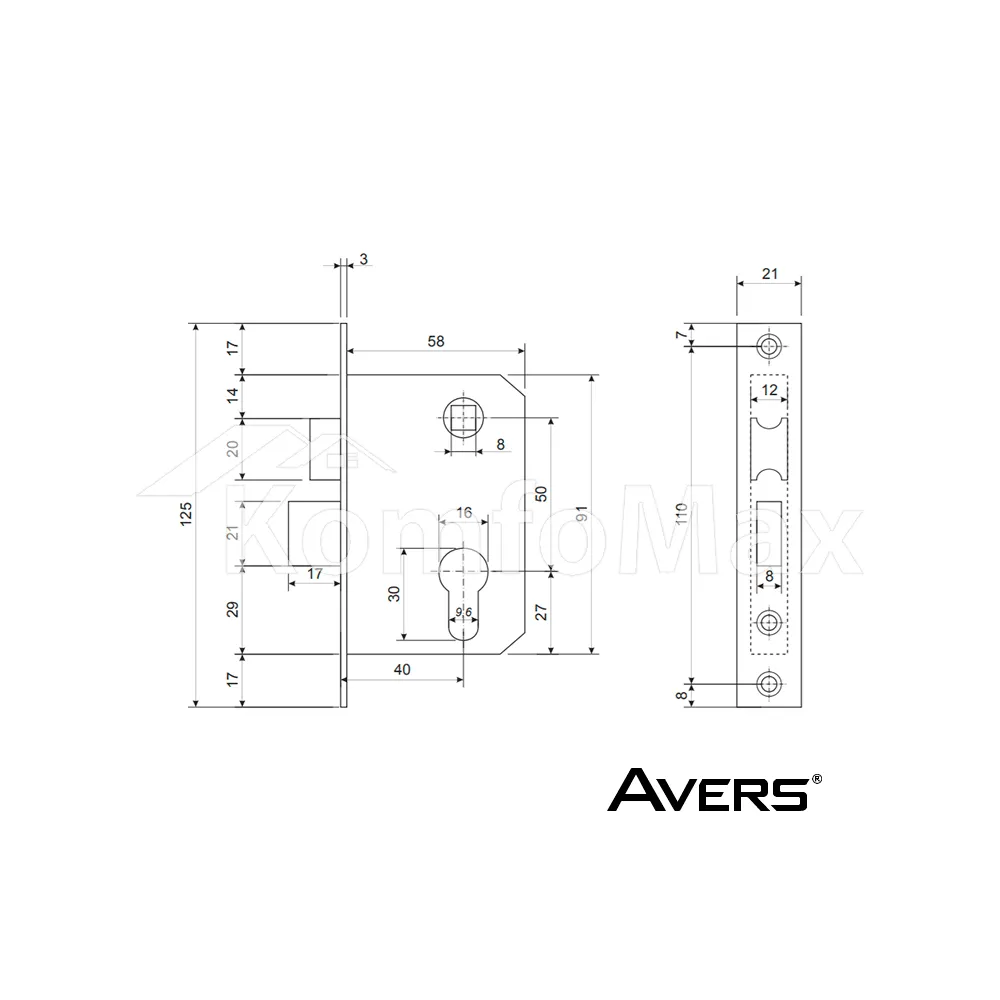 Комплект замка Avers 0823/60-C- Ni нікель  - фото 1