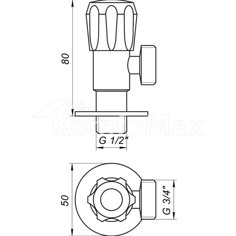 Кран вентильний кутовий Professional 1/2″X3/4″ NV-QP999  - фото 3