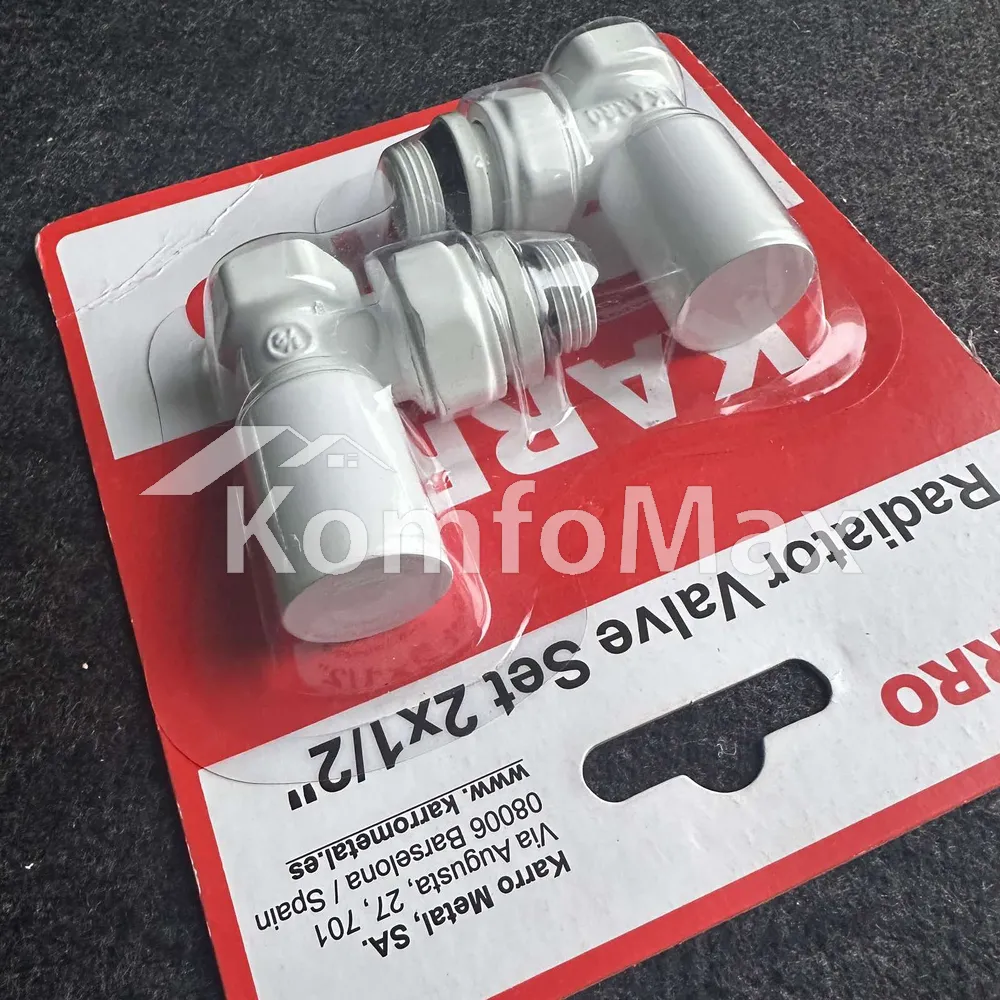 Комплект кранів для рушникосушки Karro 1/2” ВВ KR T 32000 циліндр білий  - фото 2