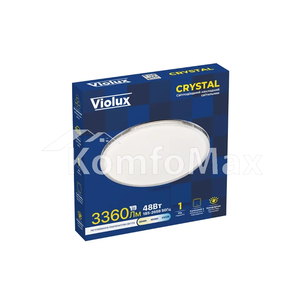 LED світильник VIOLUX CRYSTAL круг 48W 3000-6500K IP20 210173  - фото 1