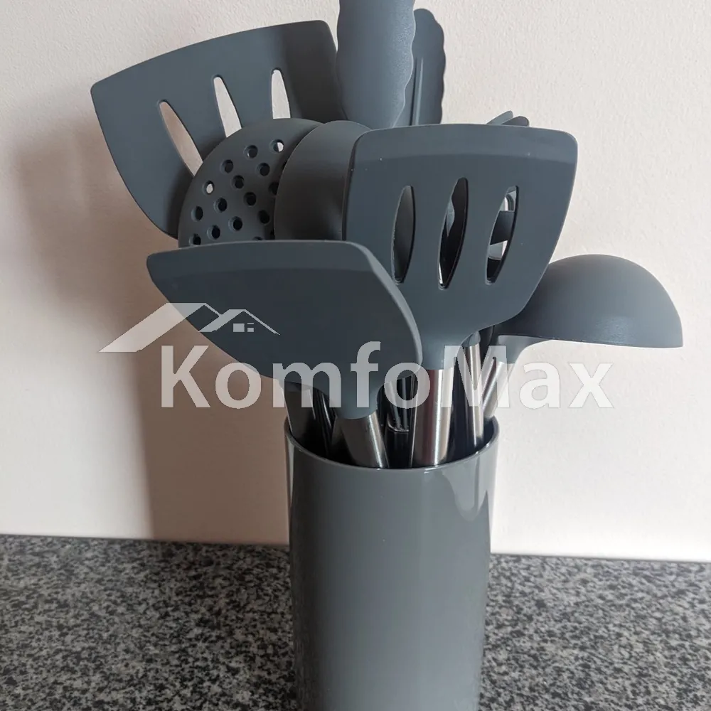 Набір кухонного приладдя Kitchenware set силікон 14 предметів, сірий  - фото 5