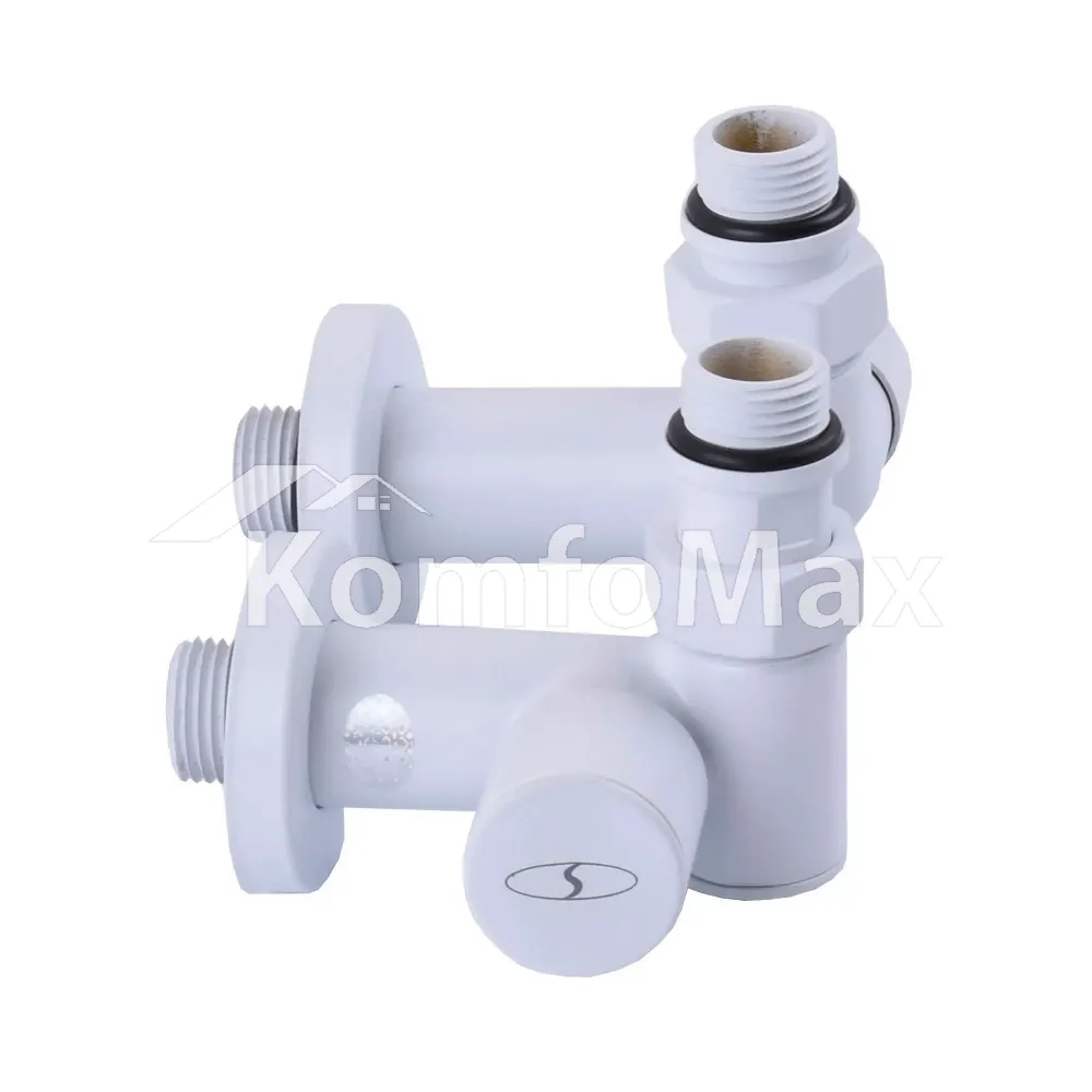 Комплект кранів для рушникосушки SOLOMON LUX 1/2″ WHITE 7777 білий  - фото 1