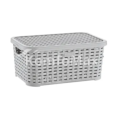 Кошик з кришкою Plastart Ротанг SP-290 5л. (19,5х28,5х12,5см.) Сірий