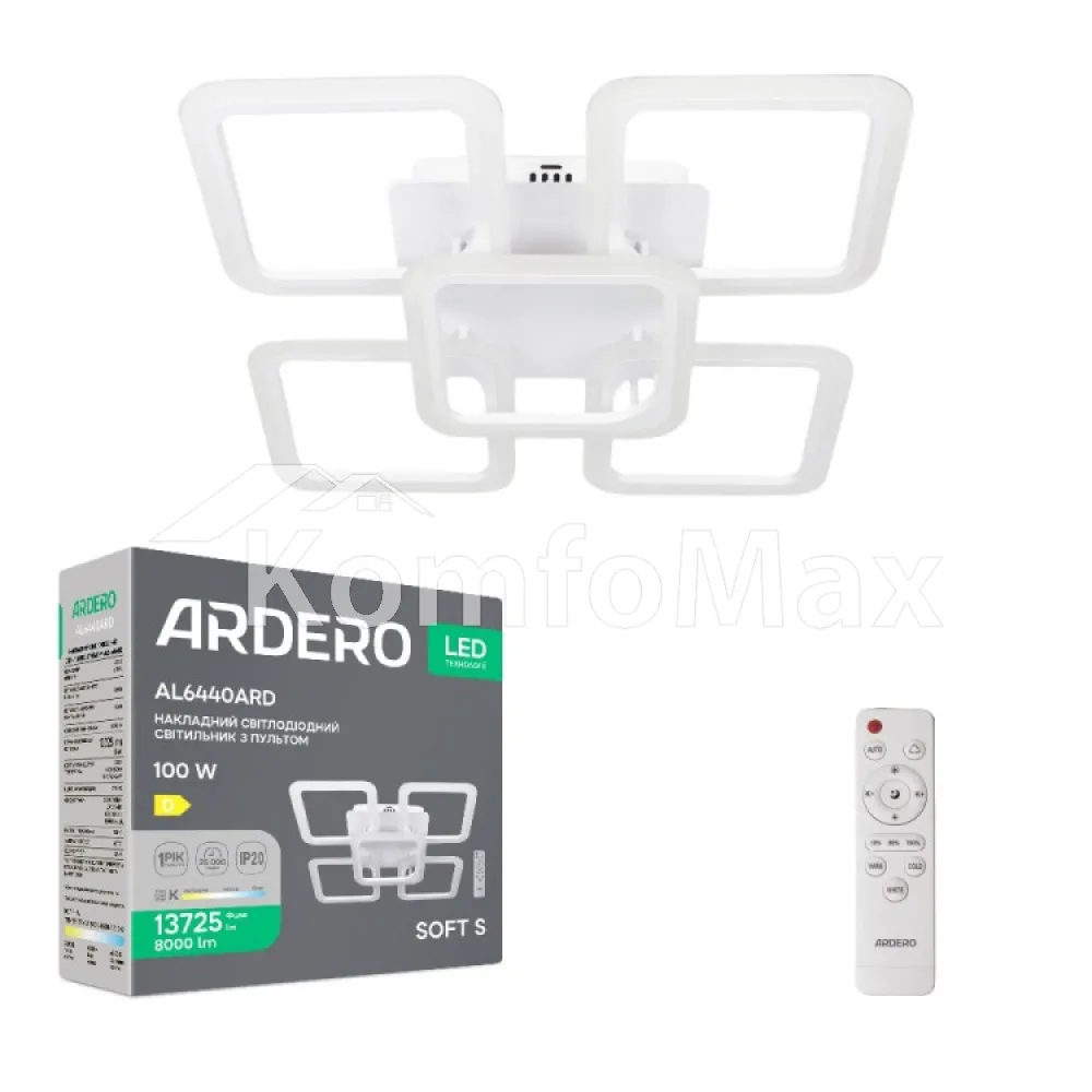 Світлодіодний світильник Ardero SOFT S AL6440ARD 100Вт 8100Лм білий 