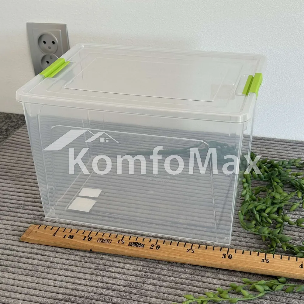 Контейнер Smart Box 12л. 32х24,5х21см. прозорий/оливковий  - фото 2
