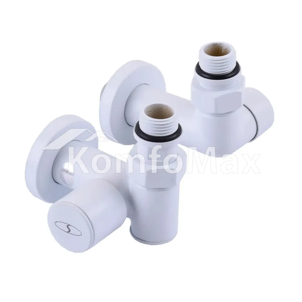 Комплект кранів для рушникосушки SOLOMON LUX 1/2″ WHITE 7777 білий  - фото 2
