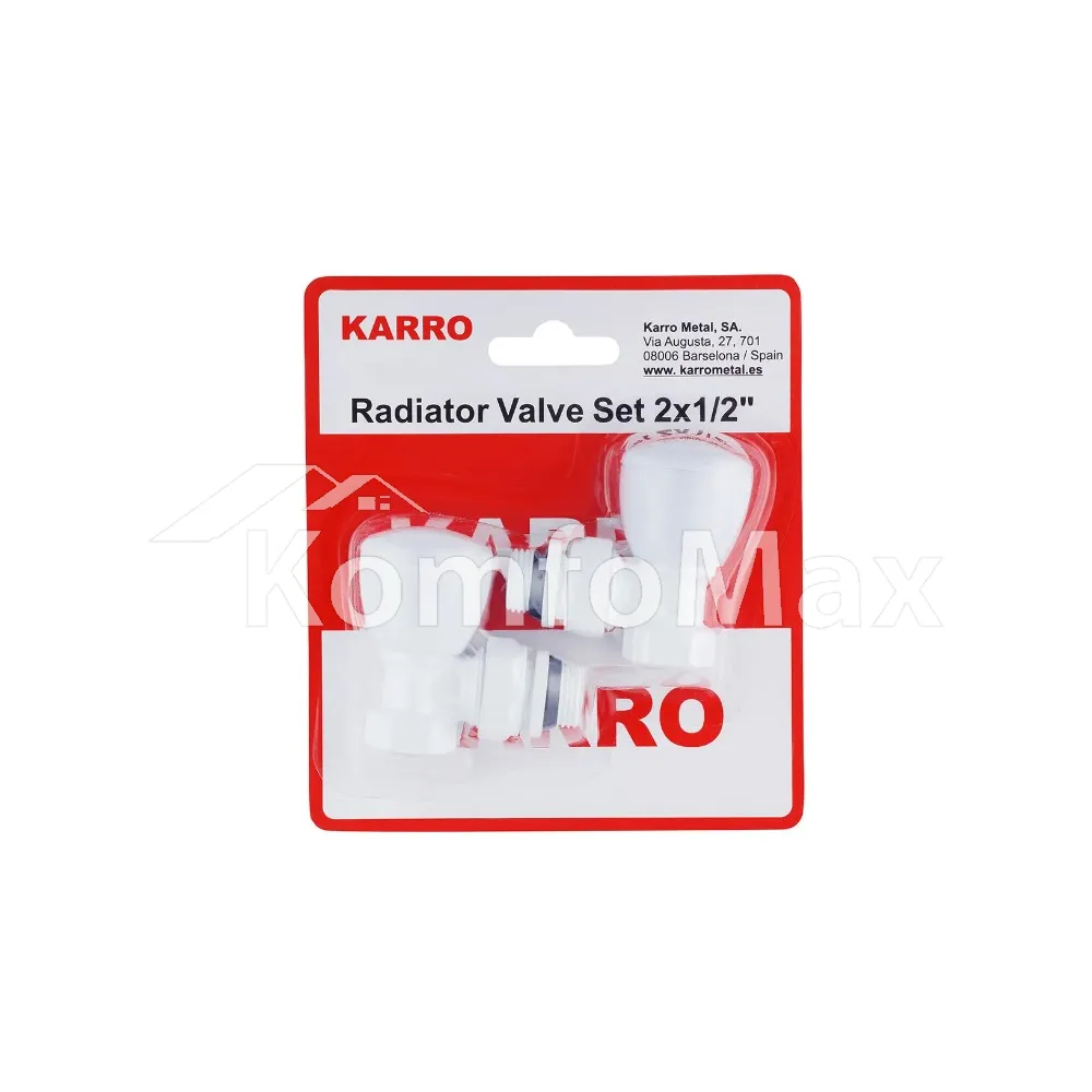 Комплект кранів для рушникосушки Karro 1/2” ВВ R319 білий 