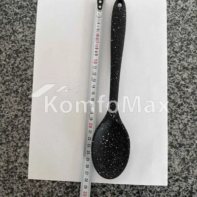 Ложка кухонна силікон, чорна в крапку