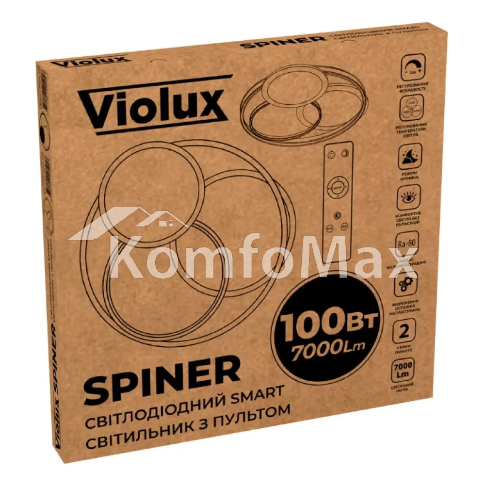 LED світильник VIOLUX smart SPINER круг 100W 3000-5000K IP20 220525 білий  - фото 7