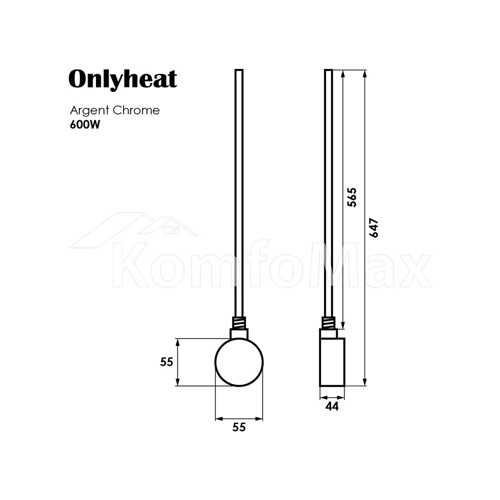 Тен для рушникосушки OnlyHeat Argent Chrome 0,6кВт  - фото 2