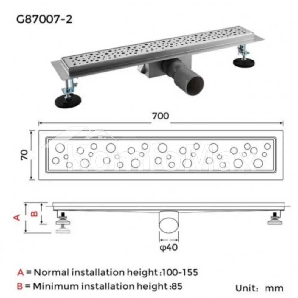 Трап для душу Gappo G87007-2 із нержавіючої сталі 70х700мм Сатин  - фото 7